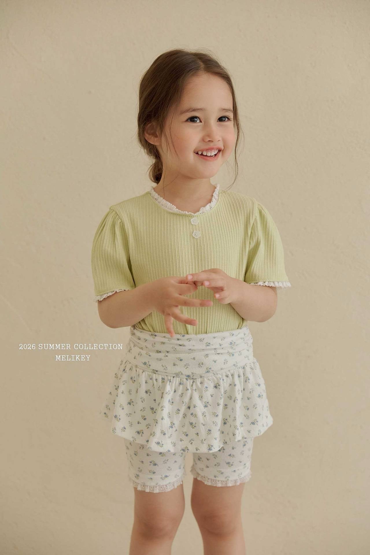 ［Melikey］Shirring flower half leggings skirt