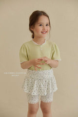 ［Melikey］Shirring flower half leggings skirt