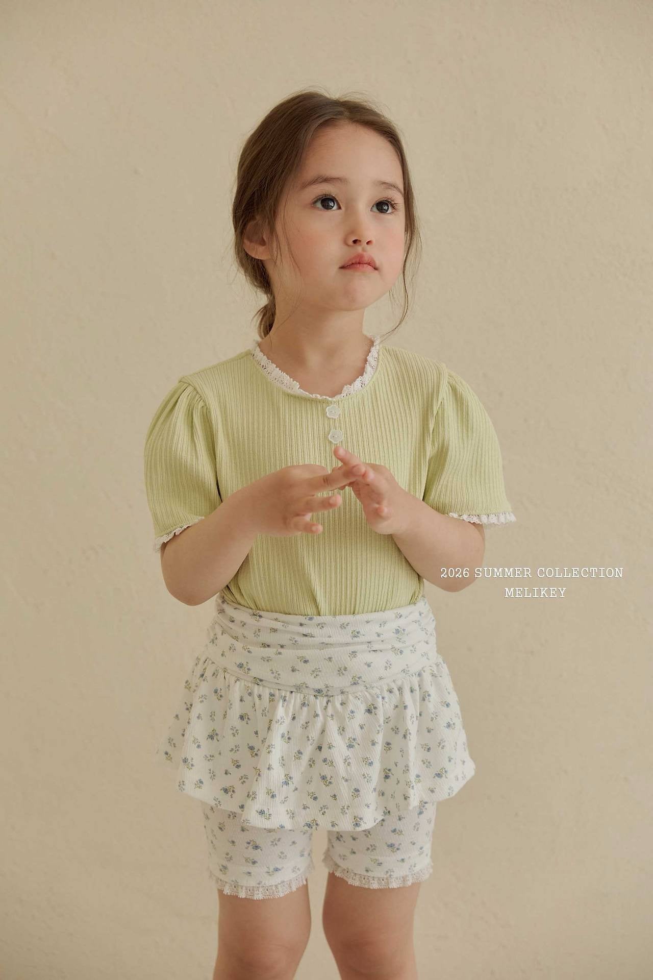 ［Melikey］Shirring flower half leggings skirt