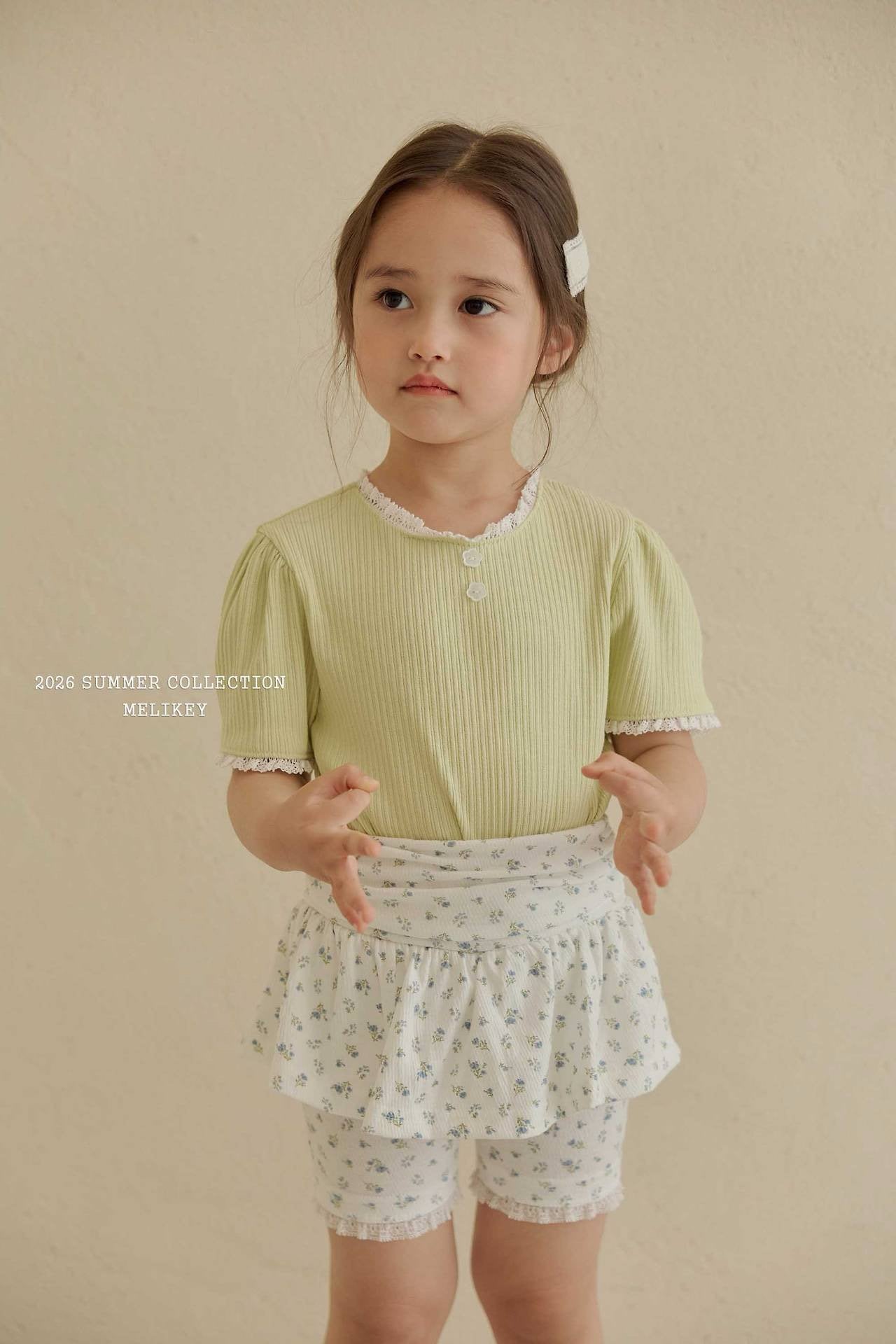 ［Melikey］Shirring flower half leggings skirt