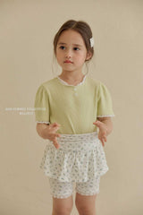［Melikey］Shirring flower half leggings skirt