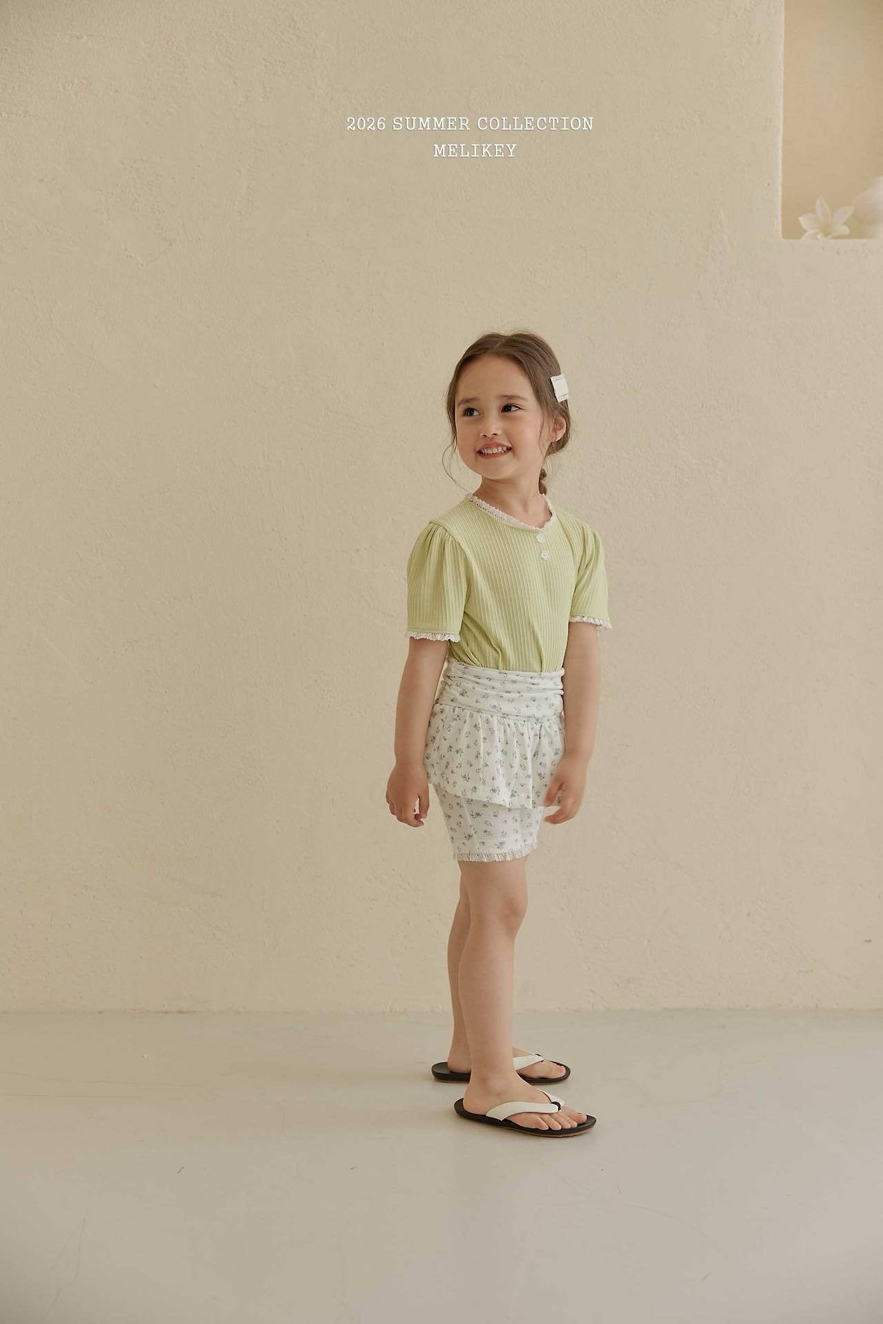 ［Melikey］Shirring flower half leggings skirt