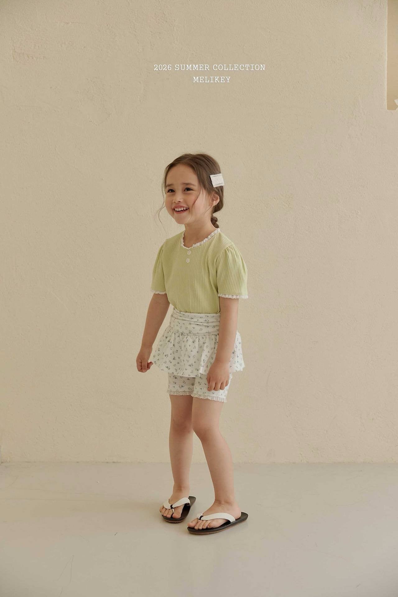 ［Melikey］Shirring flower half leggings skirt