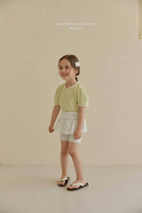 ［Melikey］Shirring flower half leggings skirt