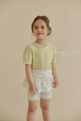 ［Melikey］Shirring flower half leggings skirt