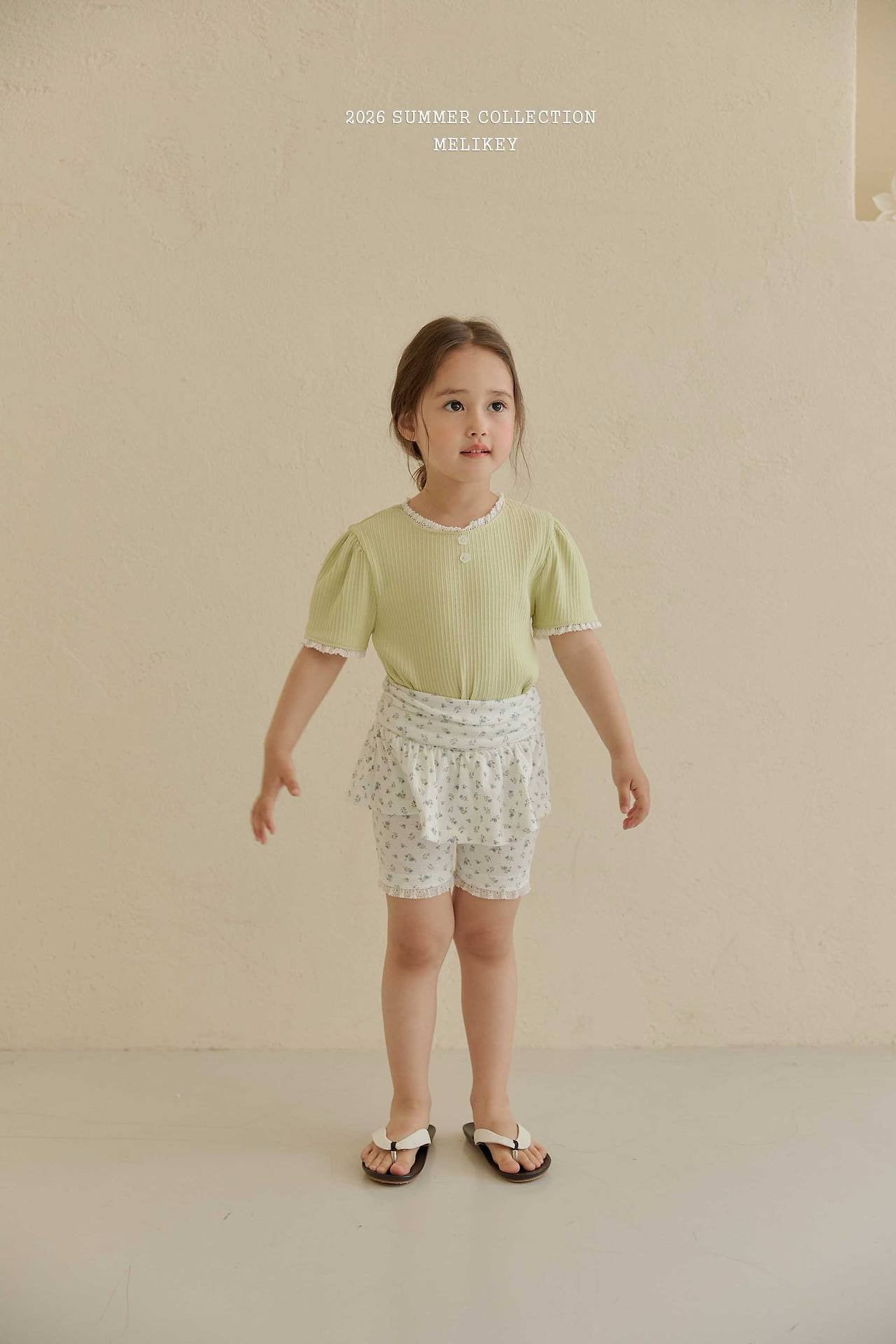 ［Melikey］Shirring flower half leggings skirt