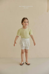［Melikey］Shirring flower half leggings skirt