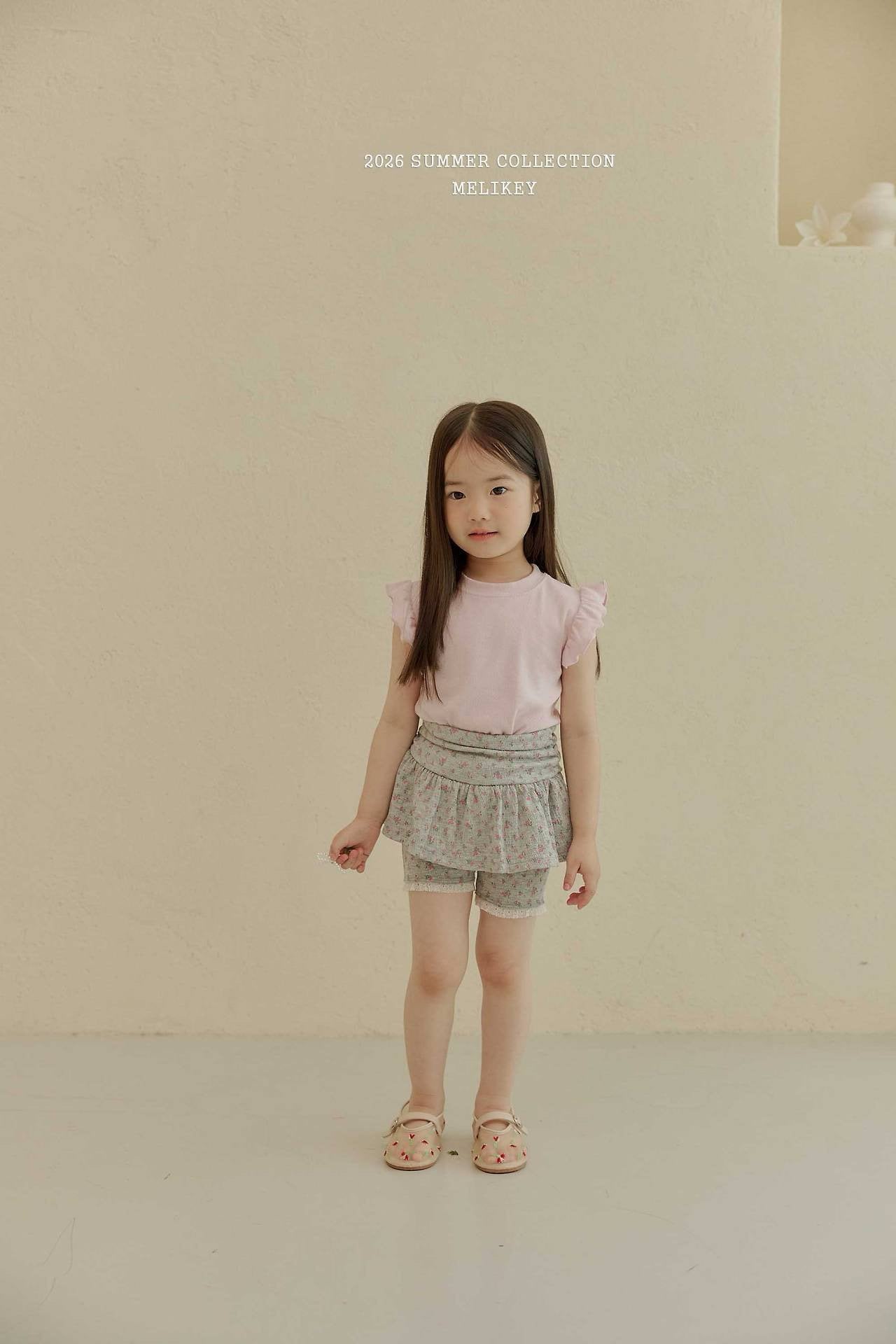 ［Melikey］Shirring flower half leggings skirt