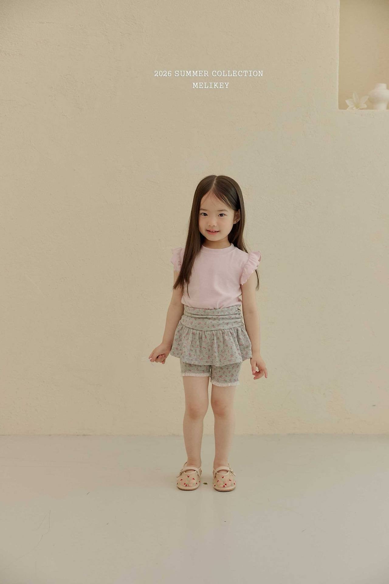 ［Melikey］Shirring flower half leggings skirt