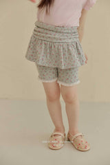 ［Melikey］Shirring flower half leggings skirt