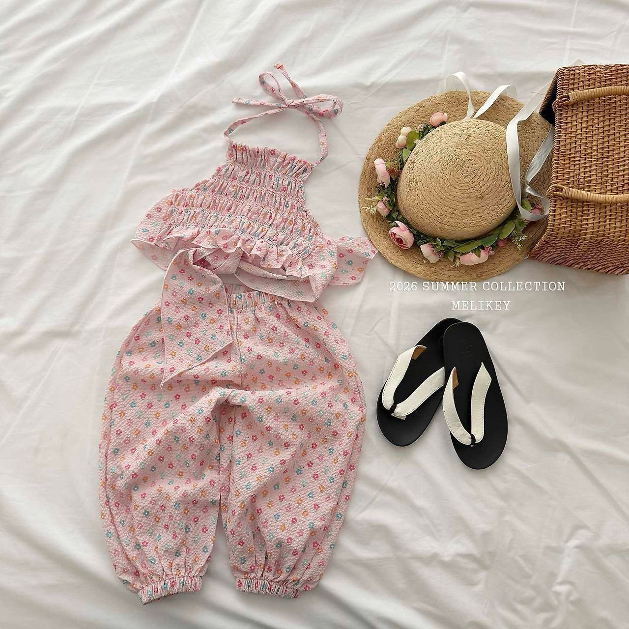 ［Melikey］Jelly flower halter neck tops