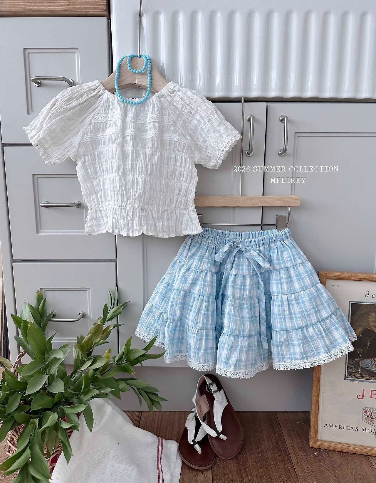 ［Melikey］Pocari check cancan skirt