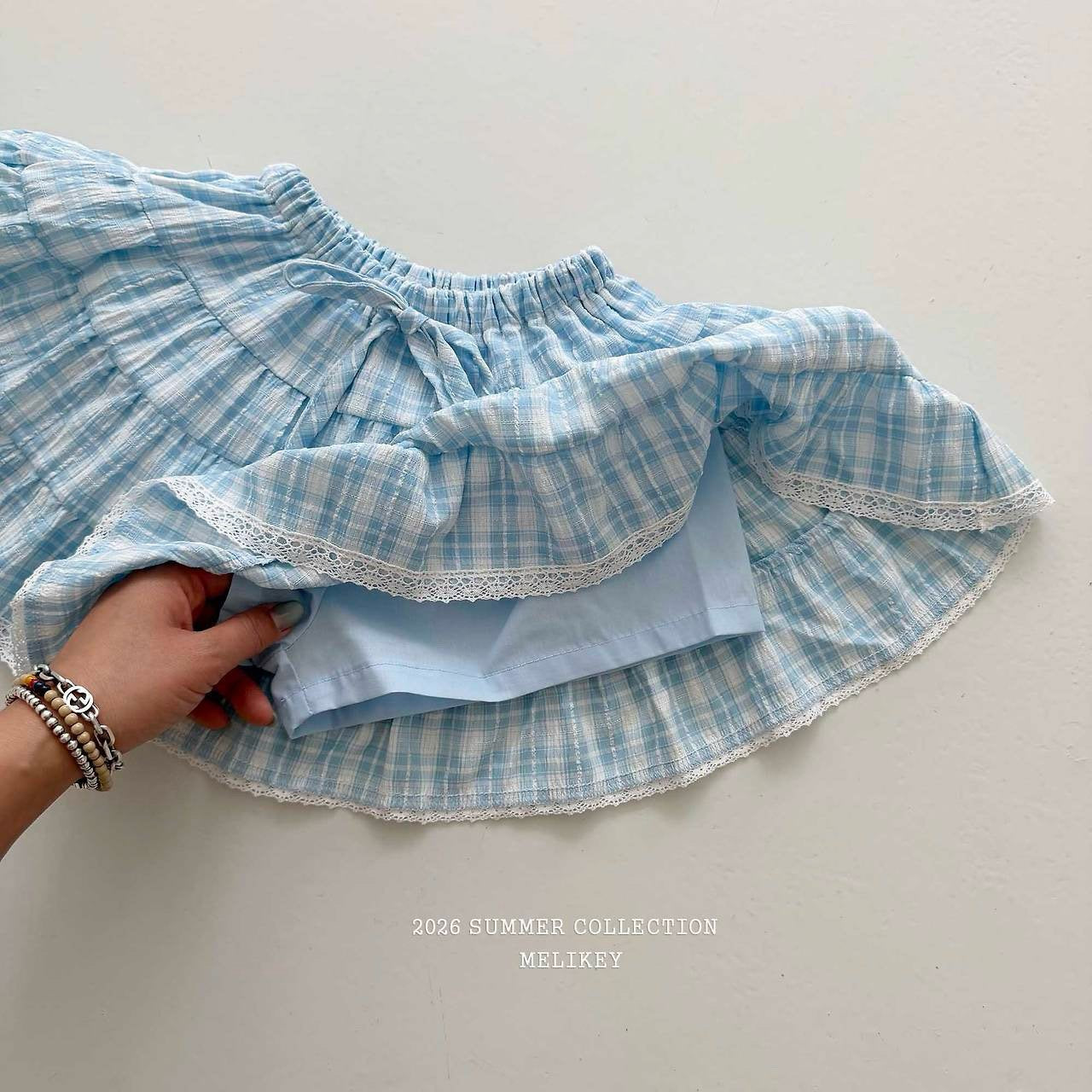 ［Melikey］Pocari check cancan skirt