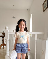 ［comma］Check ribbon tee