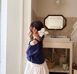 ［comma］Unbalance slit strap tee
