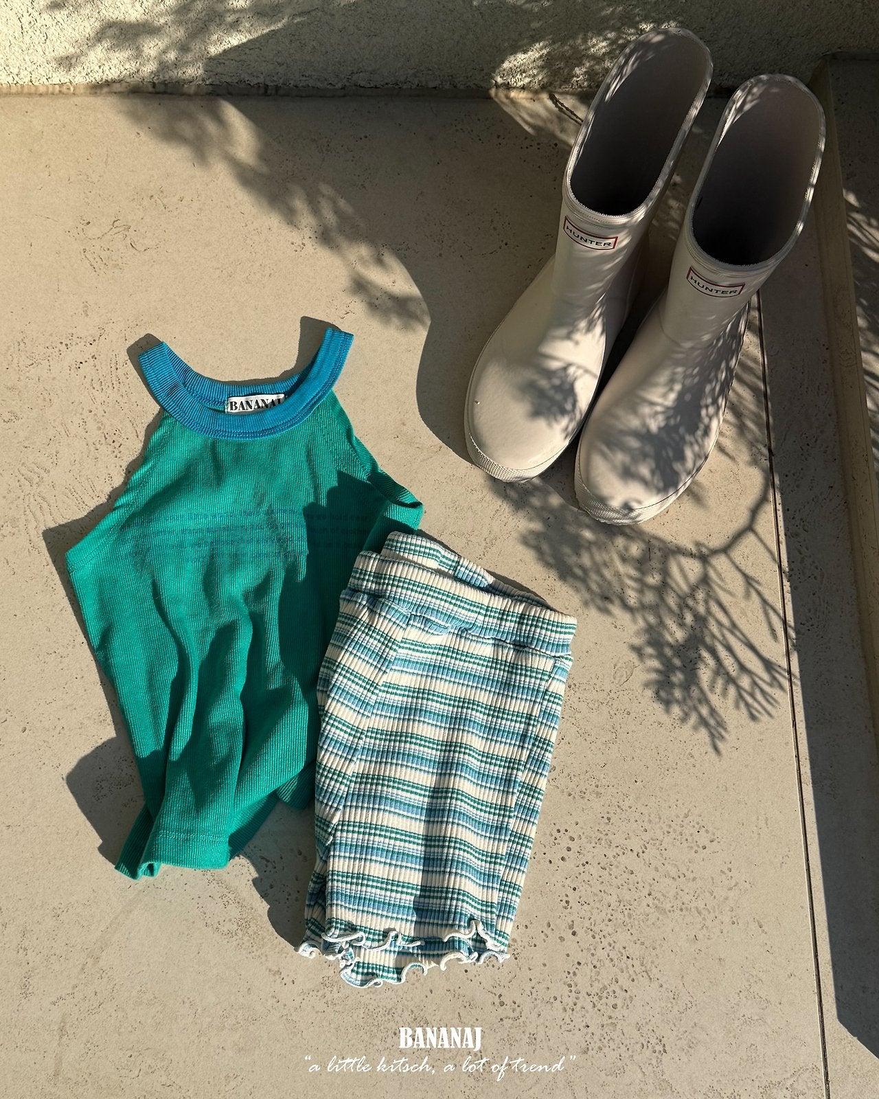 ［BANANAJ］Wendy stripe rib shorts