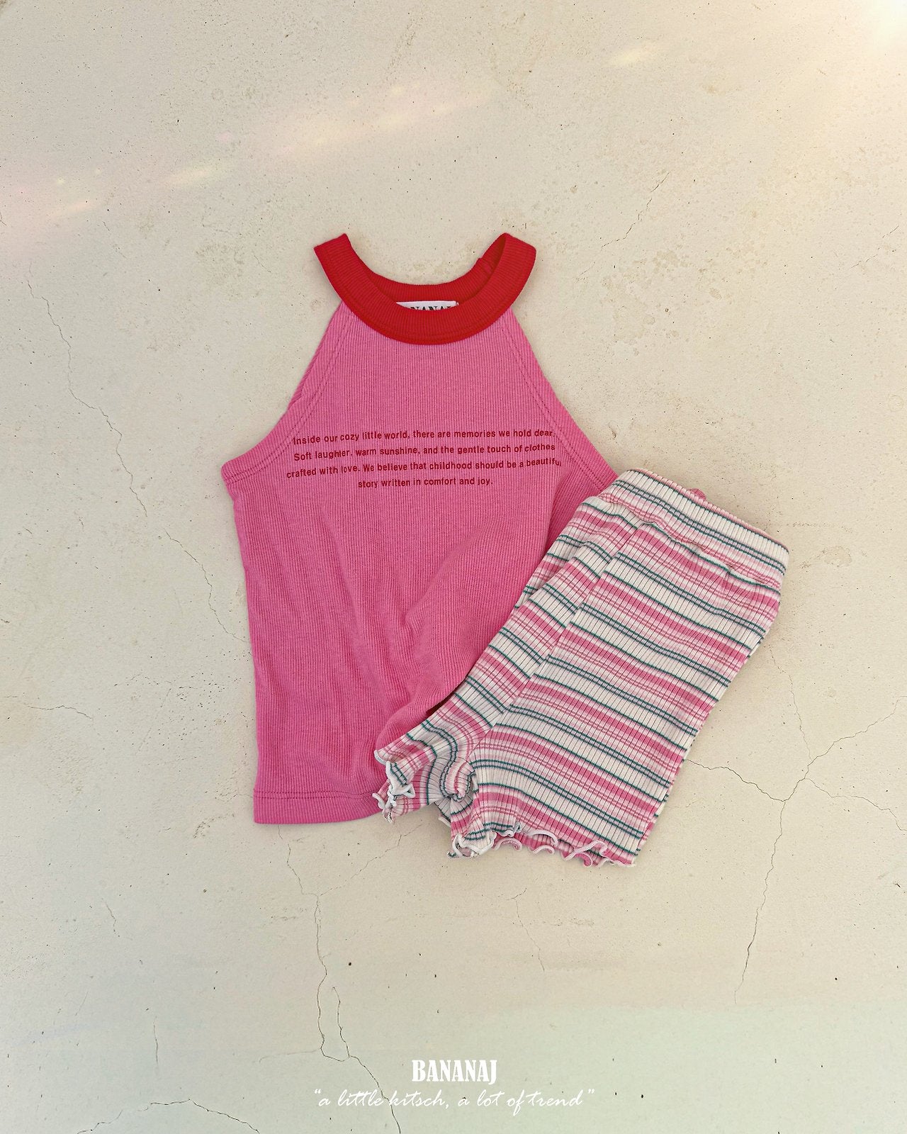 ［BANANAJ］Wendy stripe rib shorts