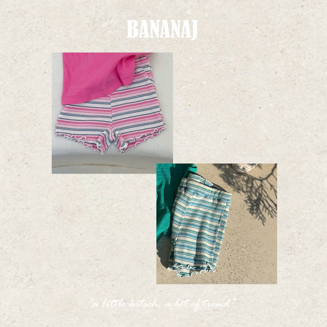 ［BANANAJ］Wendy stripe rib shorts