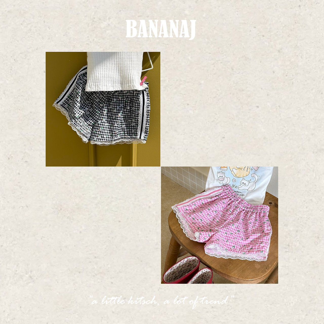 ［BANANAJ］Kiki wind flower short pants