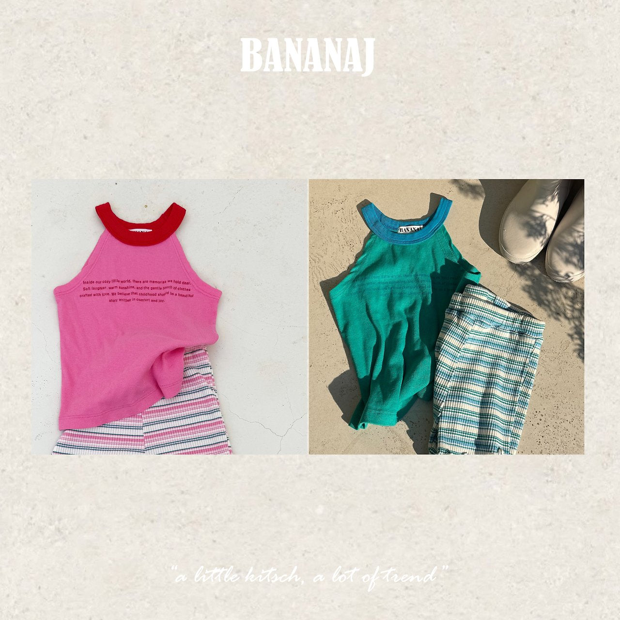 ［BANANAJ］Lettering sleeveless tops