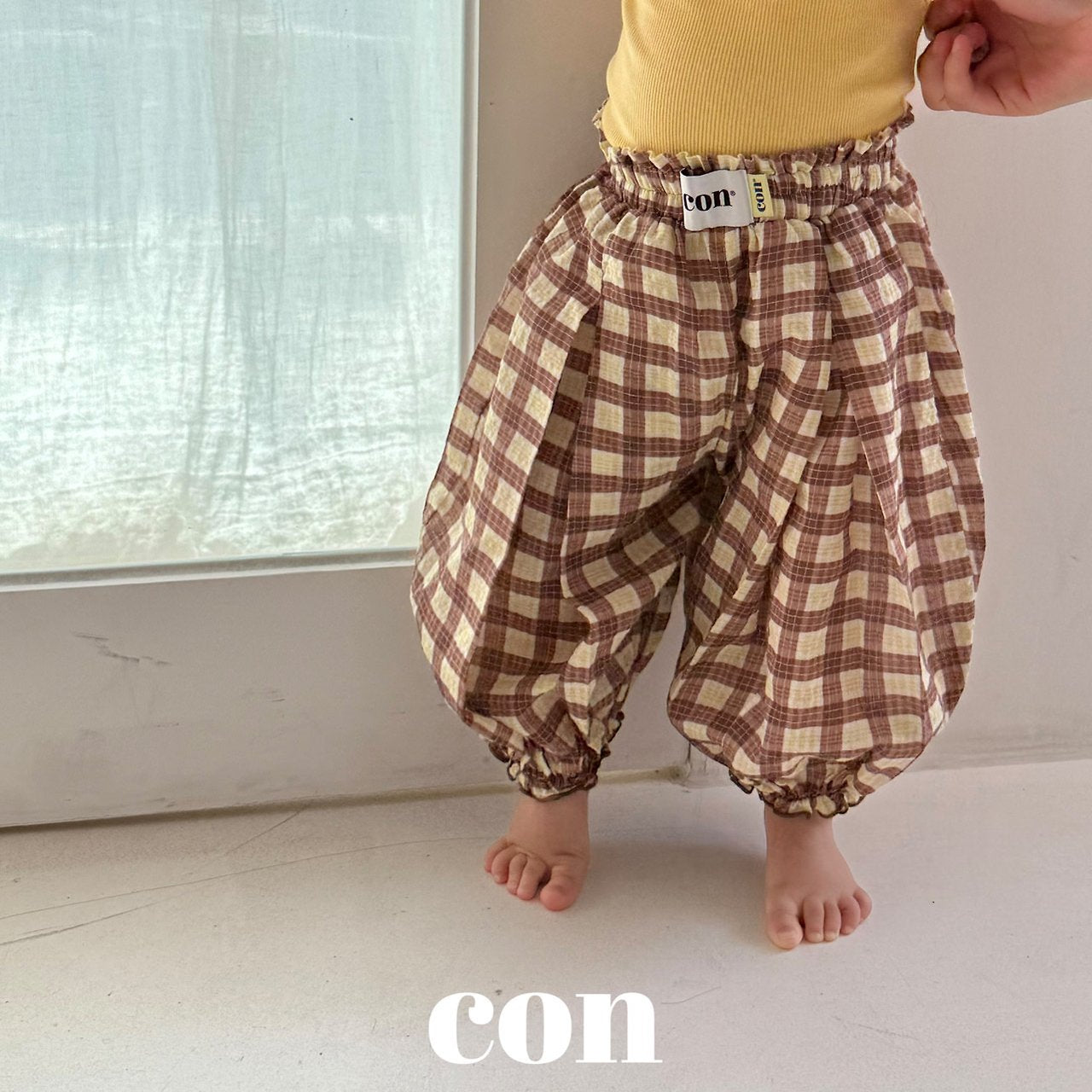 ［con］Check volume jogger pants