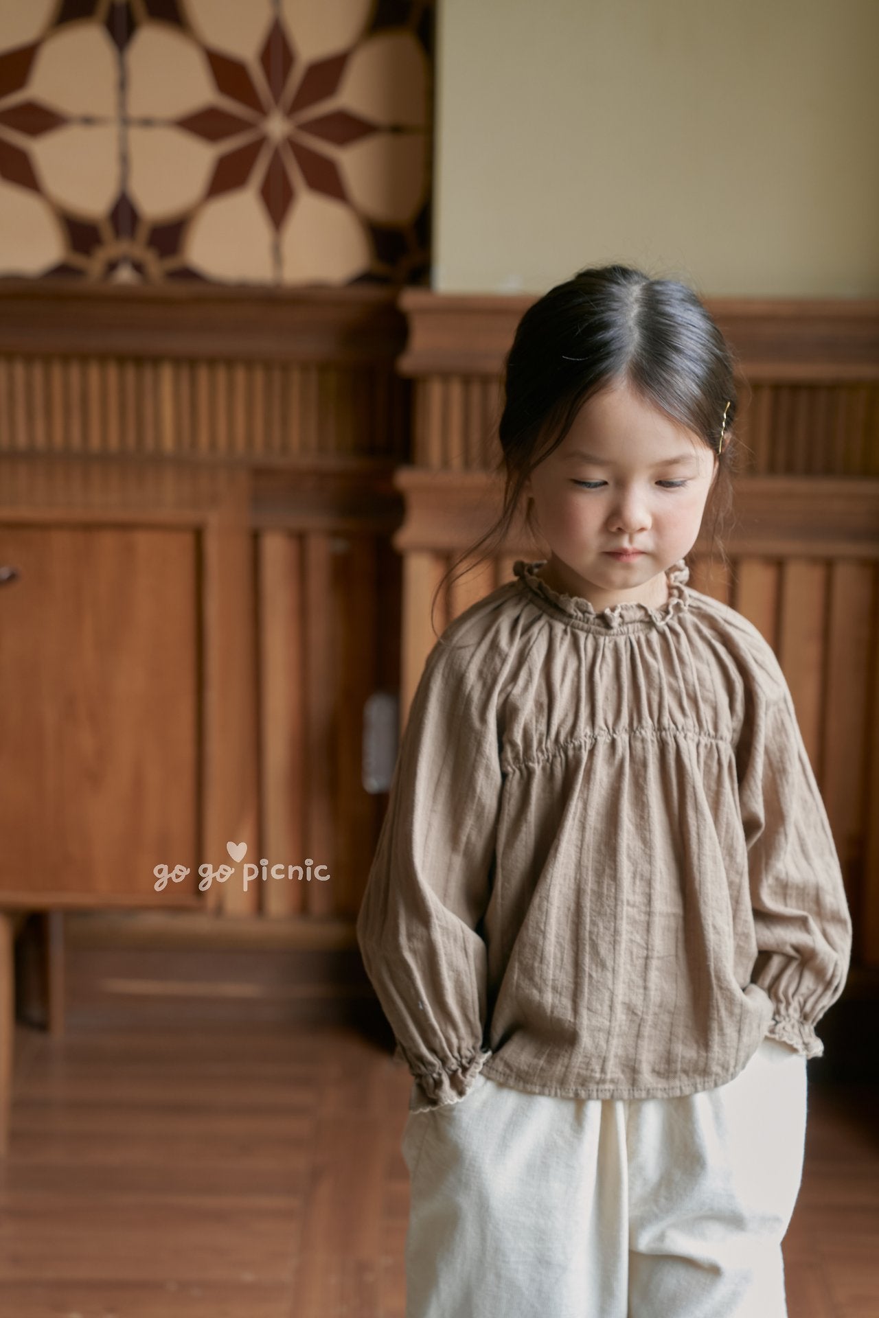 ［gogo picnic］Lena frill tuck blouse