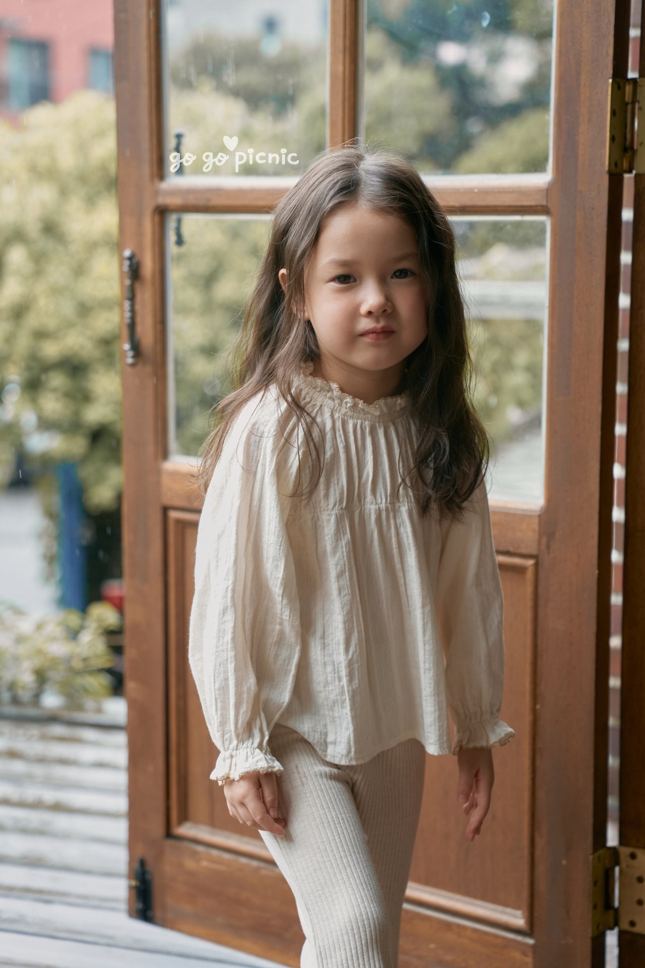 ［gogo picnic］Lena frill tuck blouse