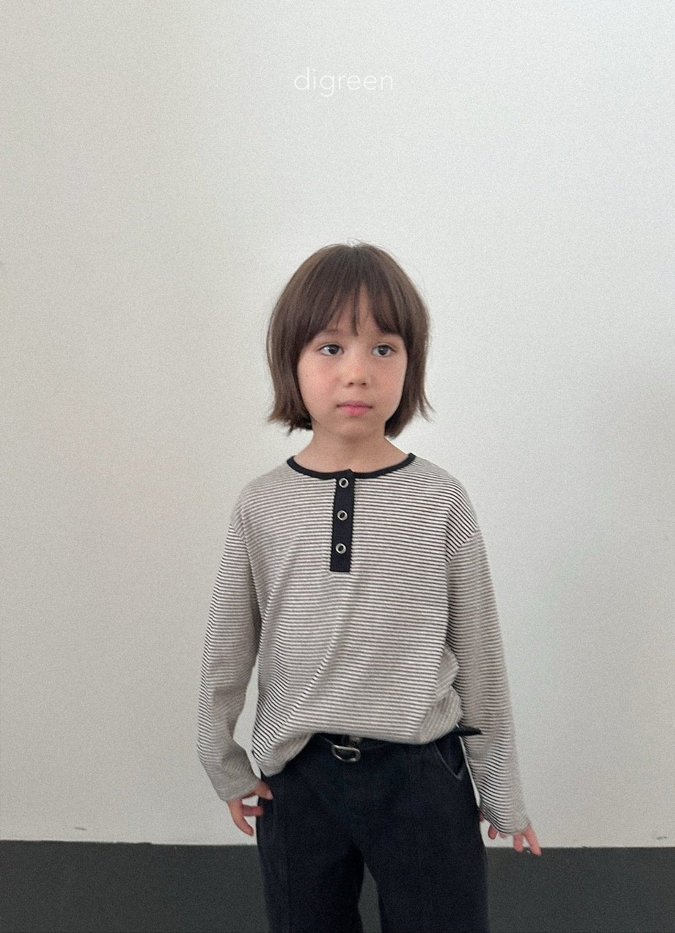［digreen］Henley neck aletty tee