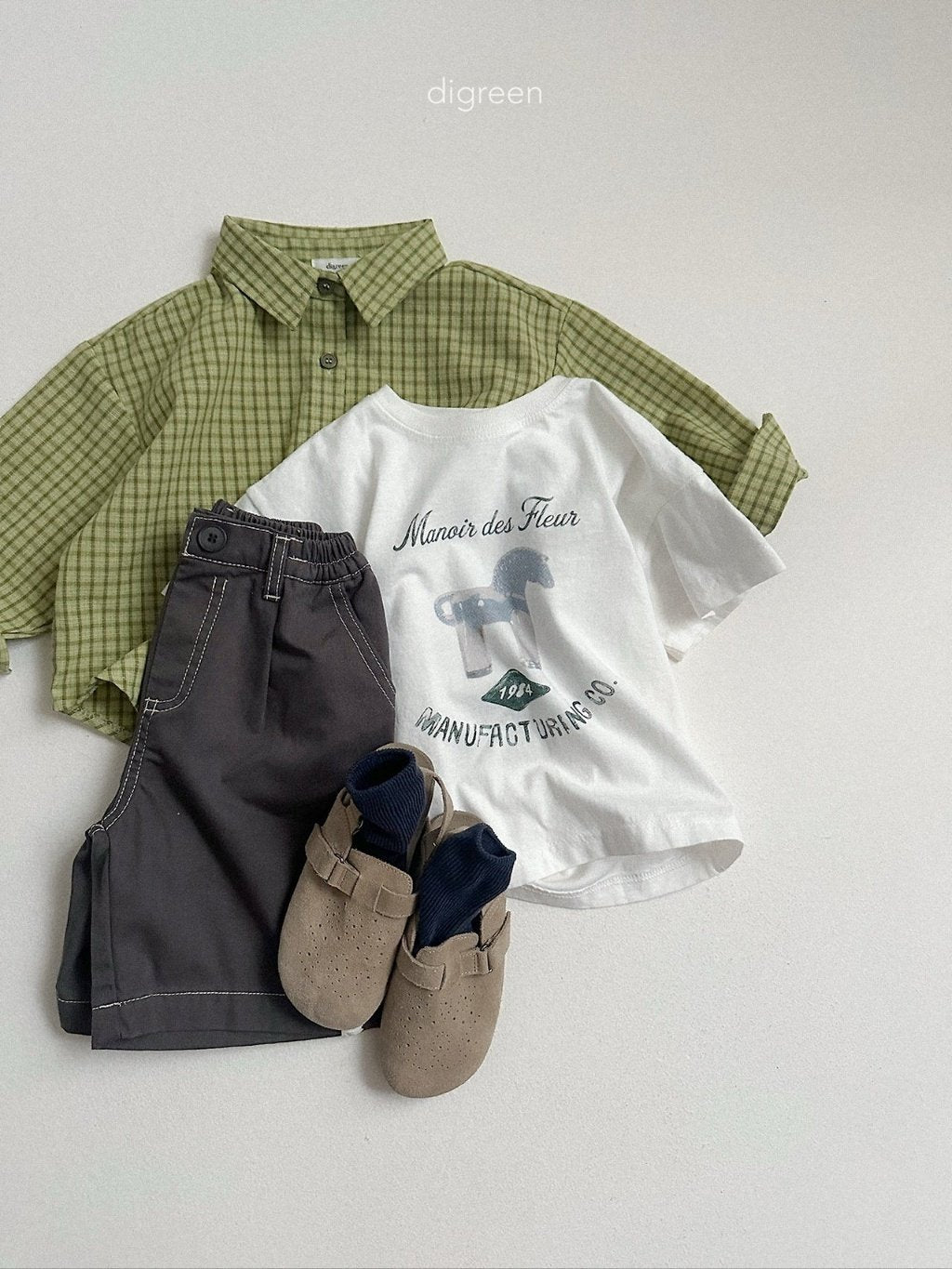 ［digreen］Stitch bermuda pants