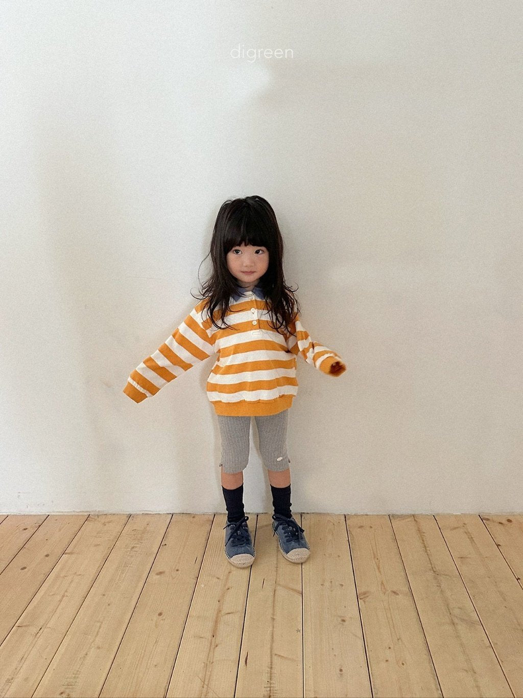 ［digreen］Striped collar mtm
