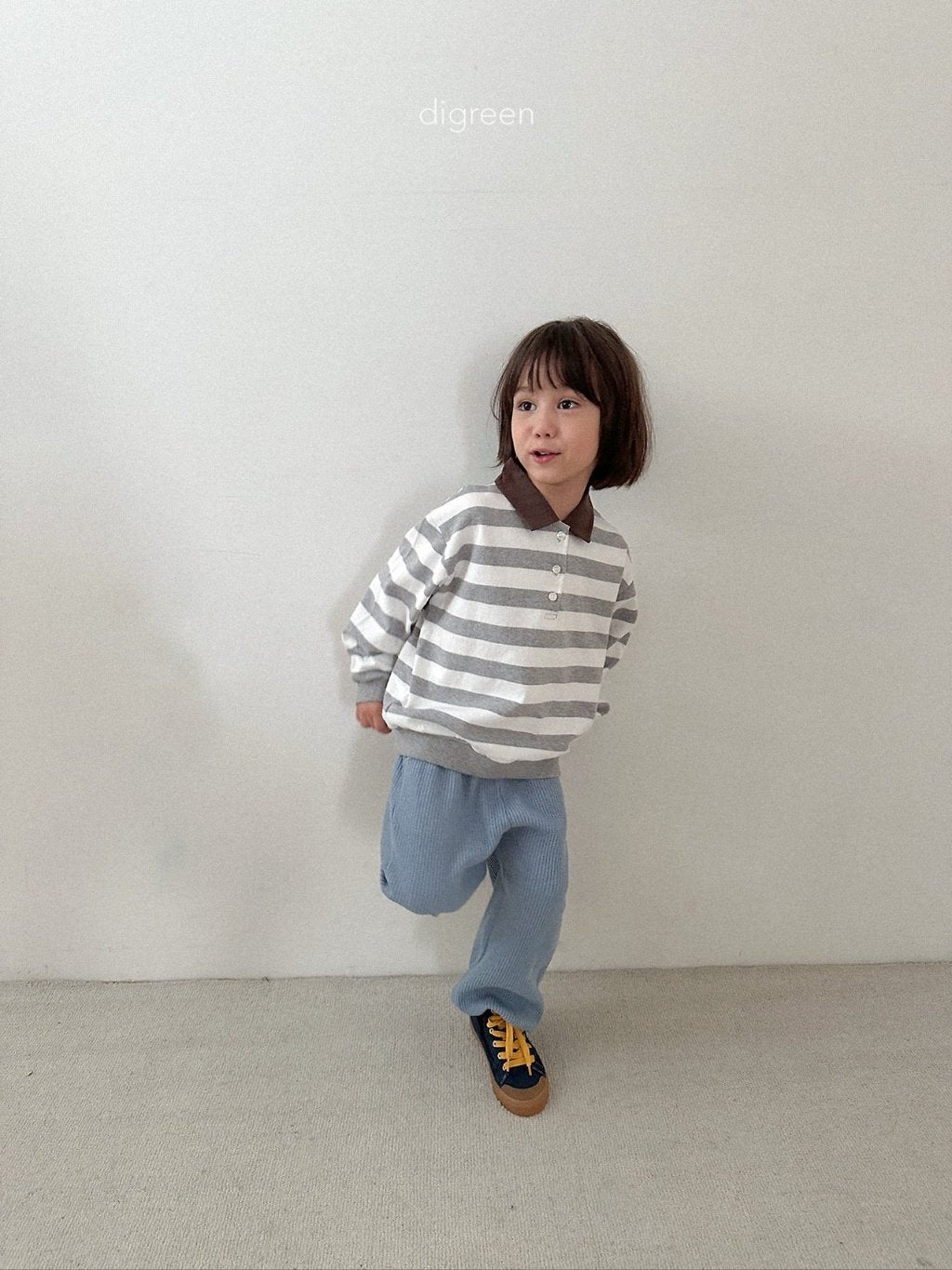 ［digreen］Striped collar mtm
