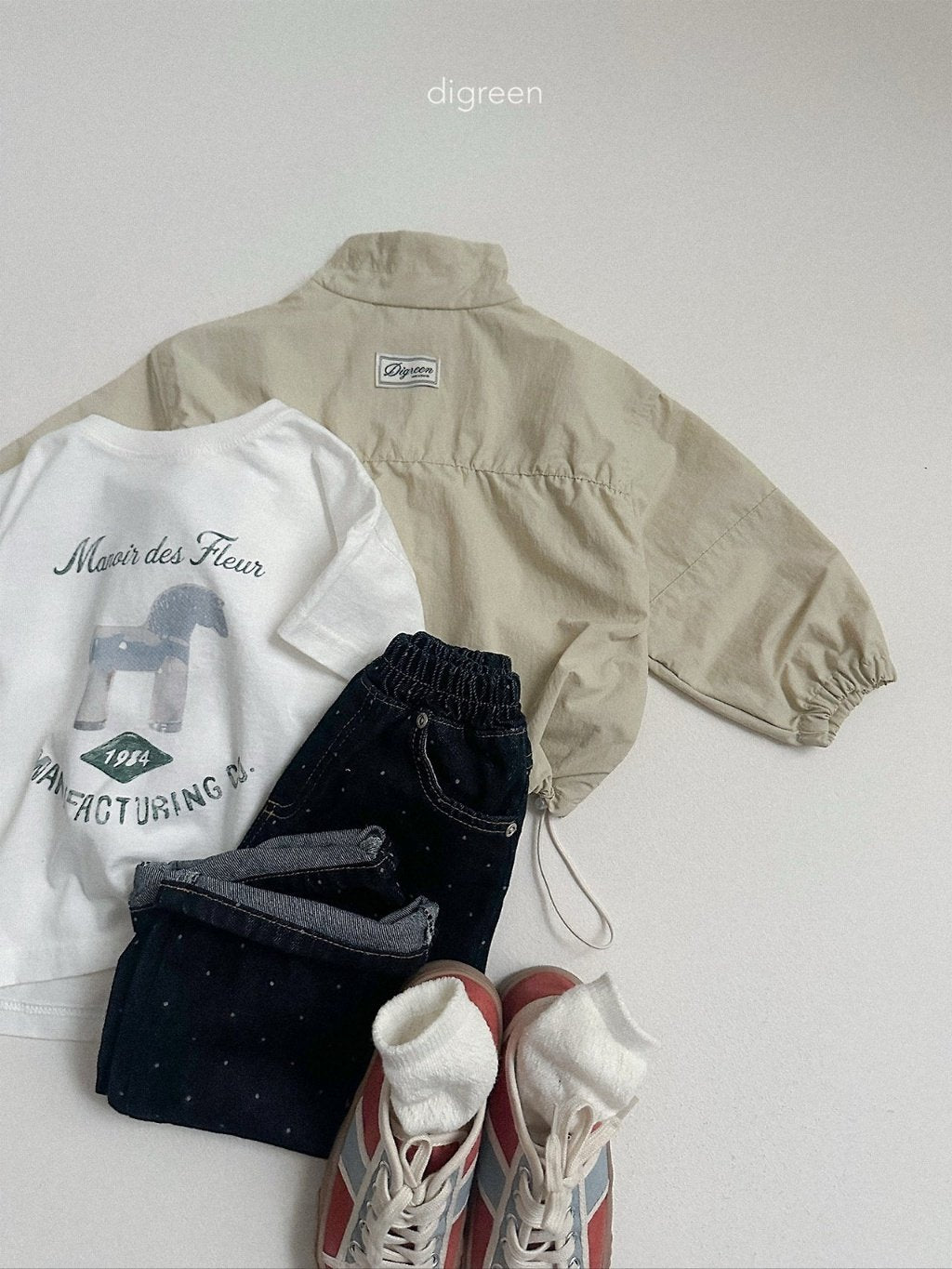 ［digreen］Dot denim pants