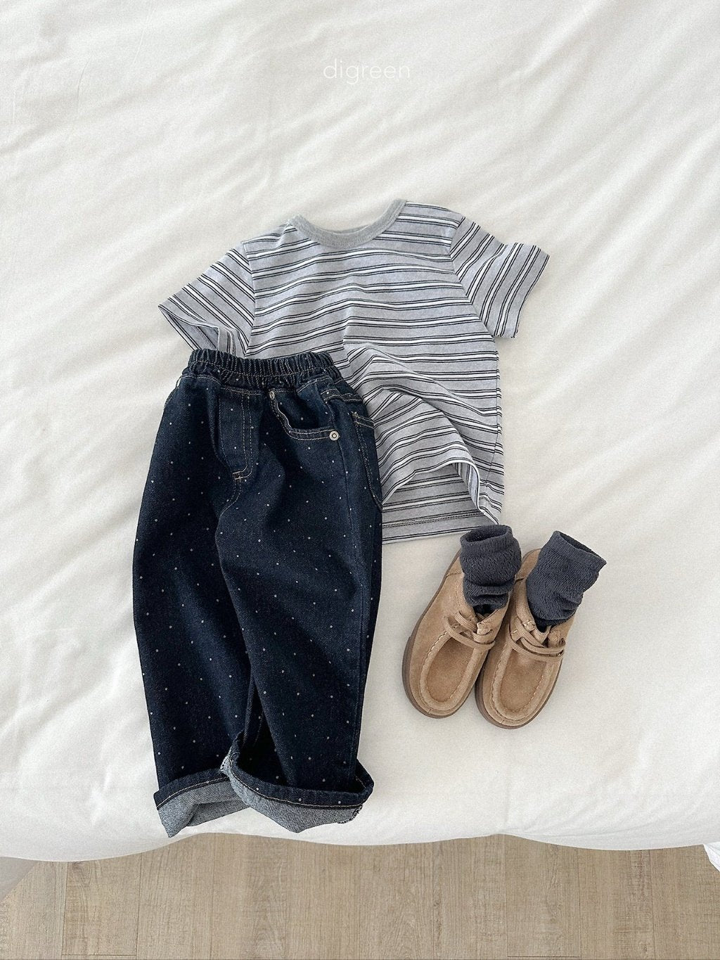 ［digreen］Dot denim pants