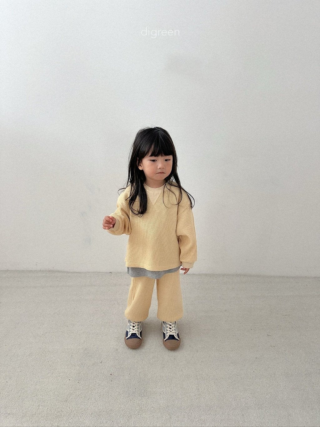 ［digreen］Flat waffle pants