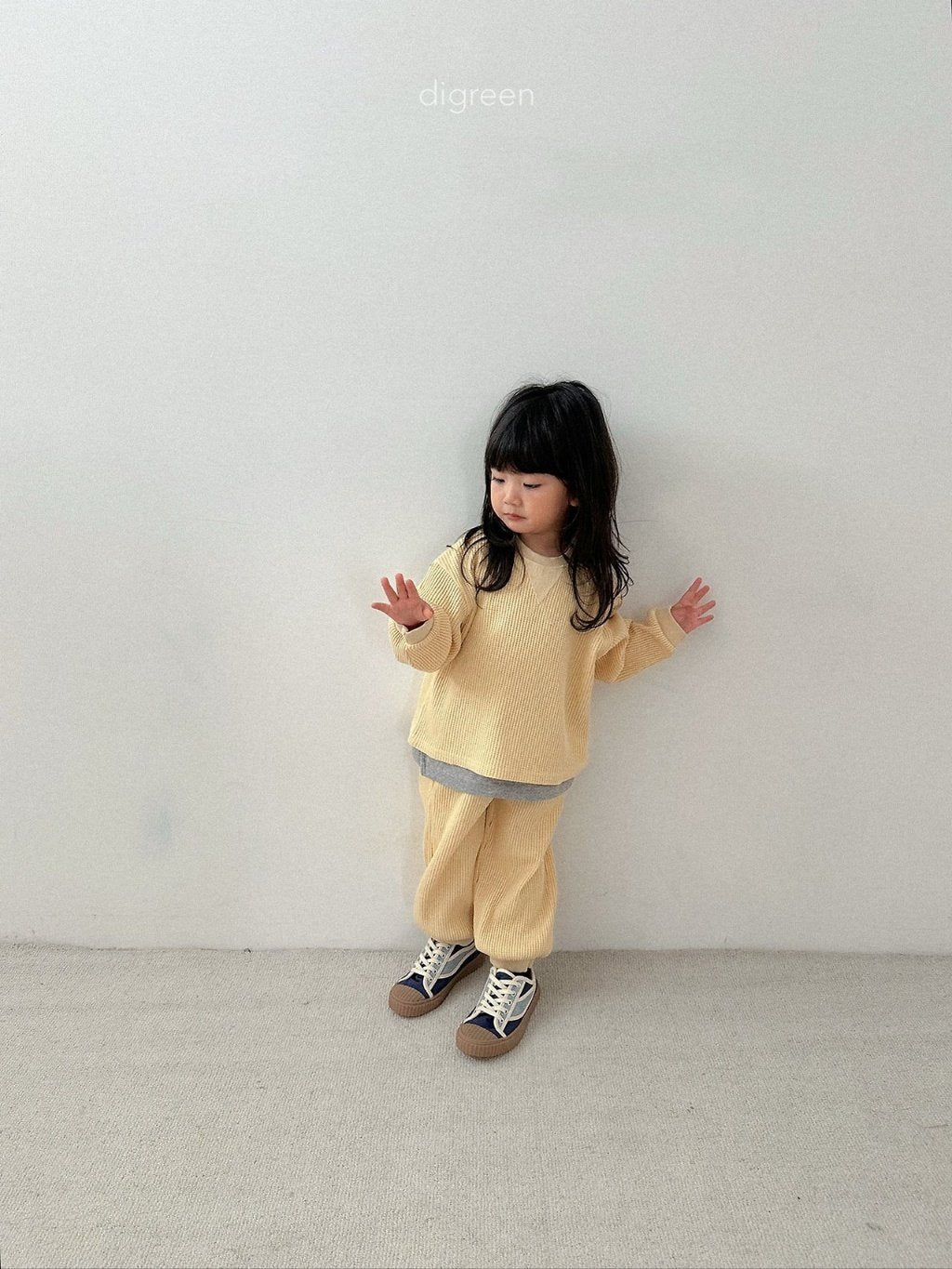 ［digreen］Flat waffle pants