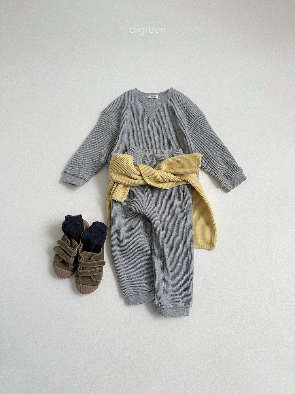 ［digreen］Flat waffle pants