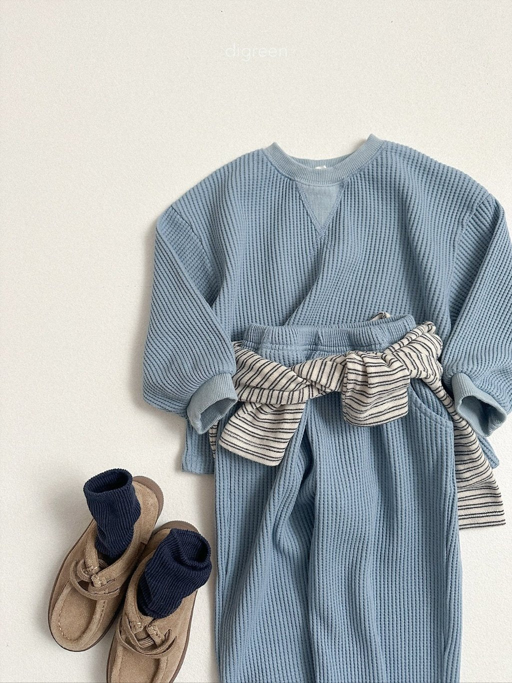 ［digreen］Flat waffle pants