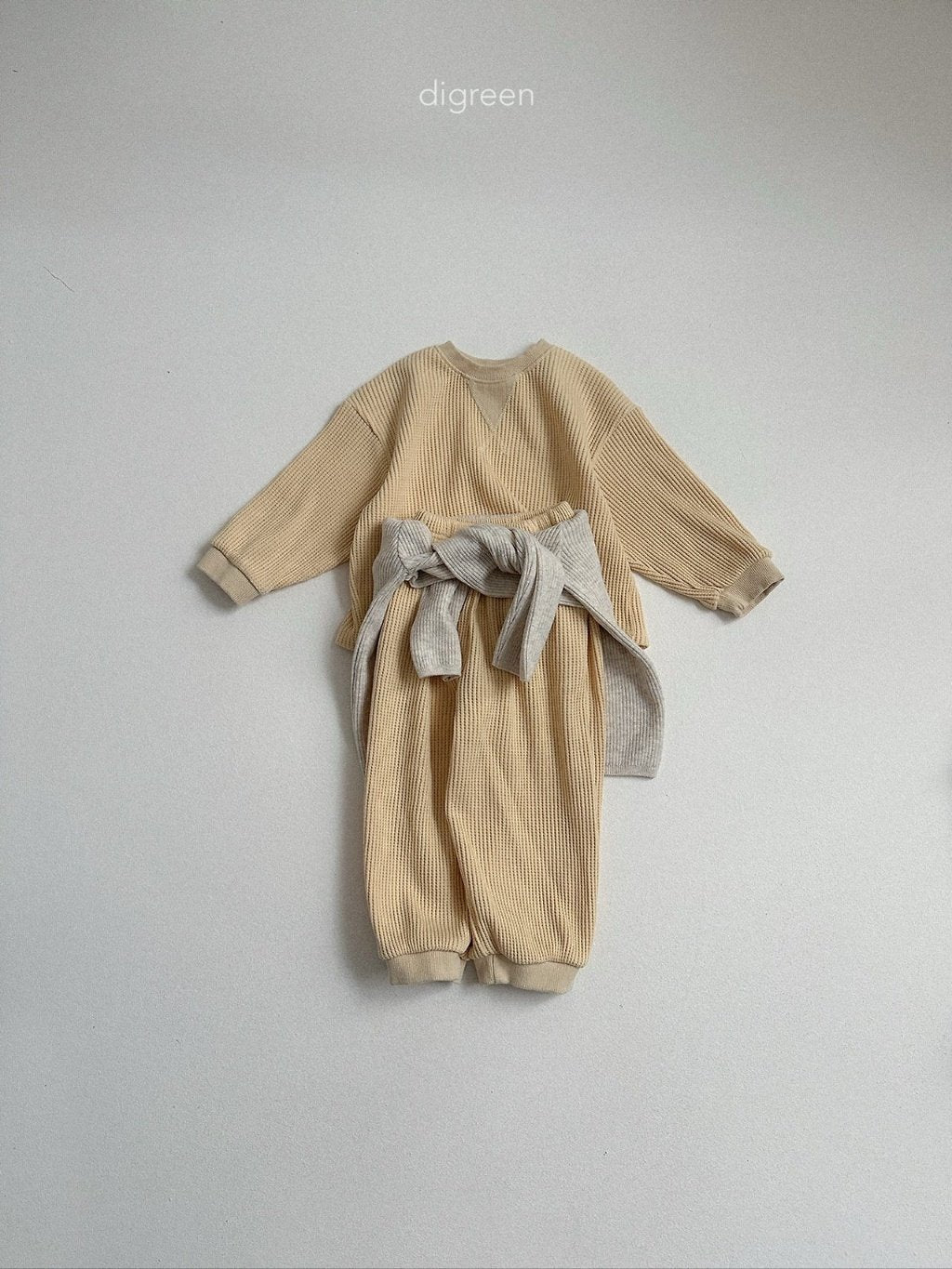 ［digreen］Flat waffle pants