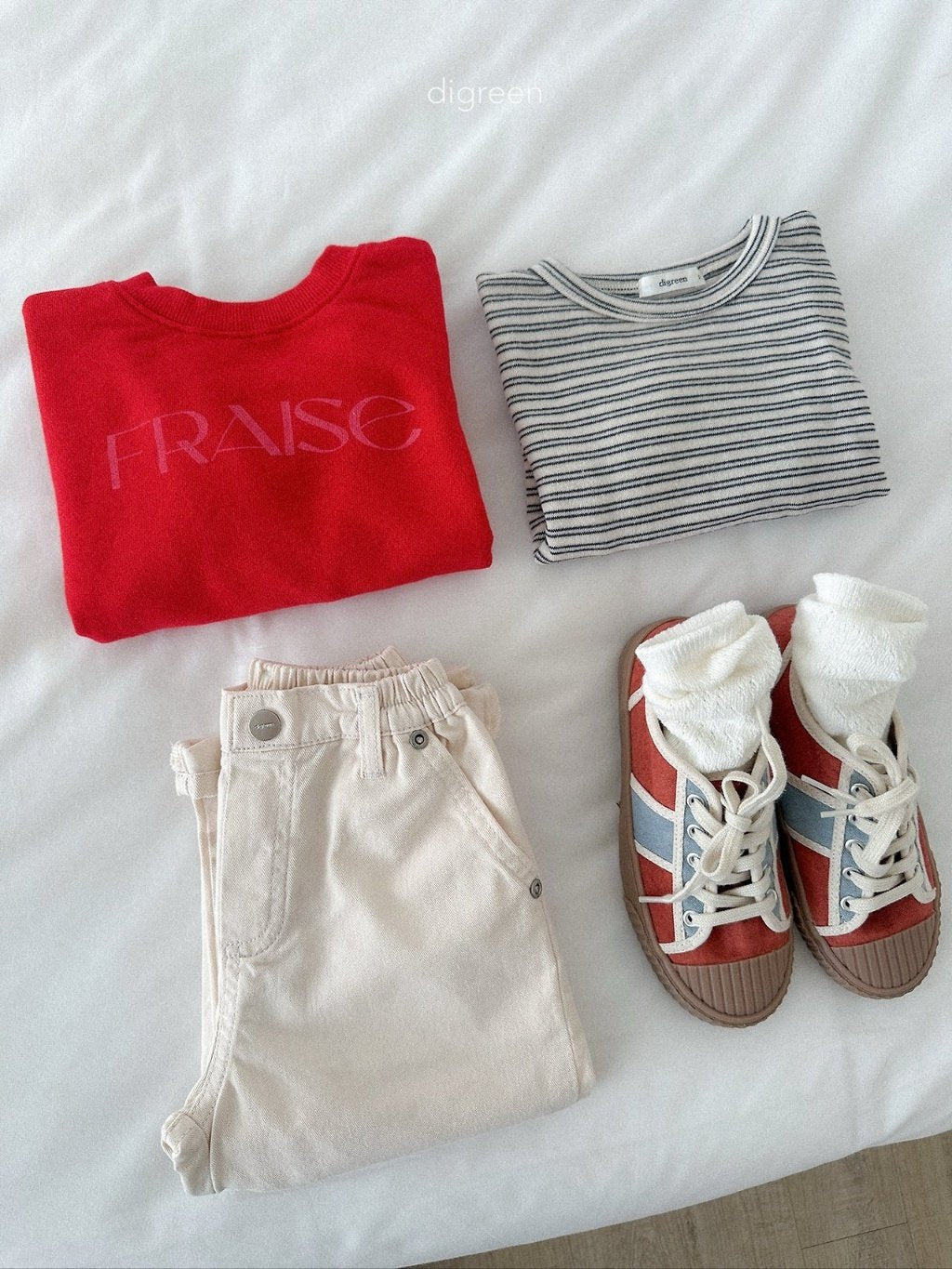 ［digreen］Stripe latte tee