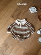 ［bebe holic］Stripe collar rompers