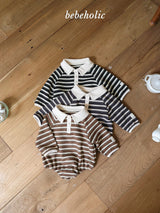 ［bebe holic］Stripe collar rompers