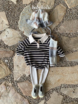 ［bebe holic］Stripe collar rompers