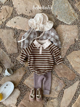［bebe holic］Stripe collar rompers