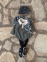 ［bebe holic］Stripe collar rompers