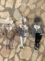 ［bebe holic］Stripe collar rompers