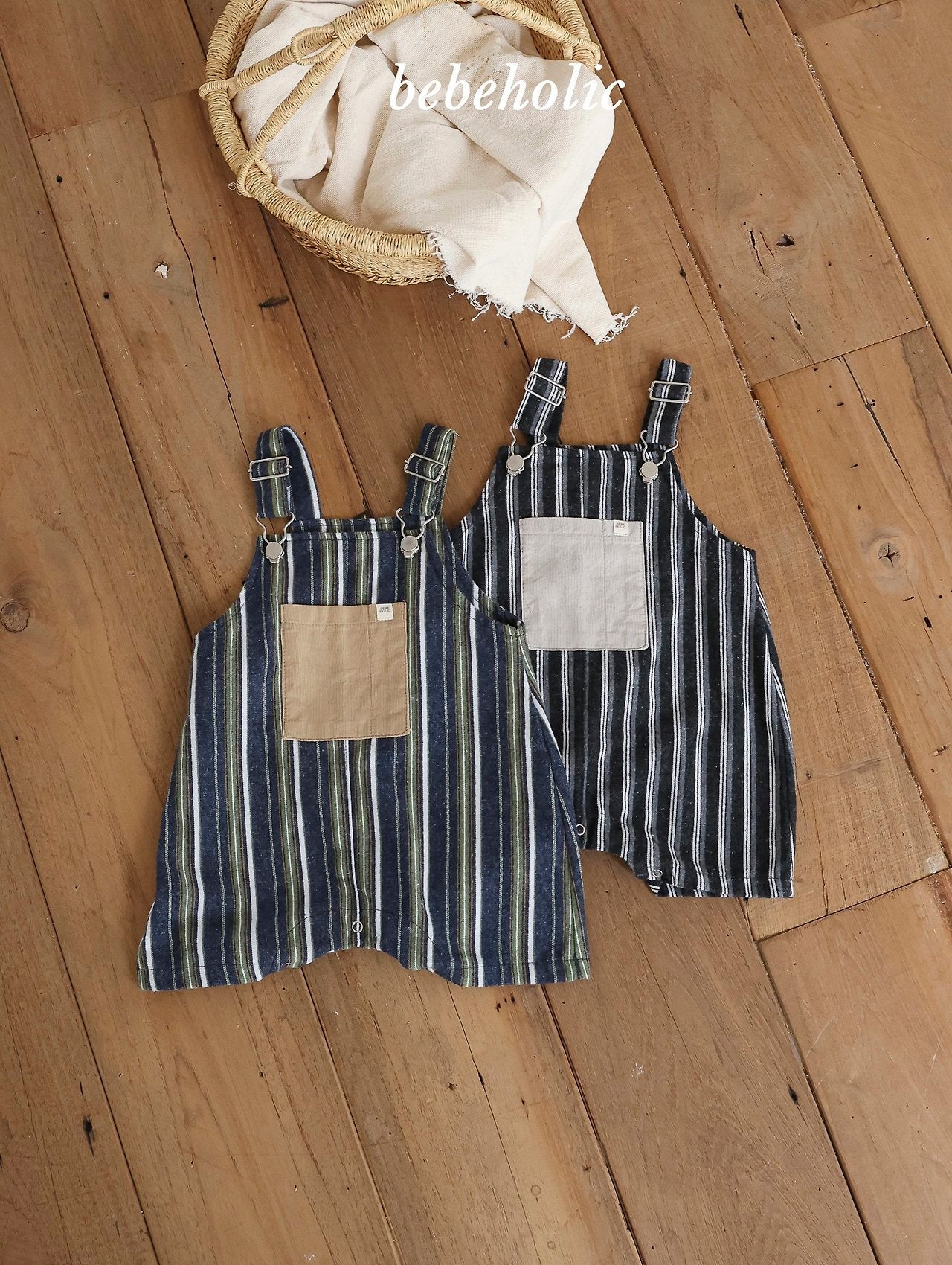 ［bebe holic］More stripe suspender suit