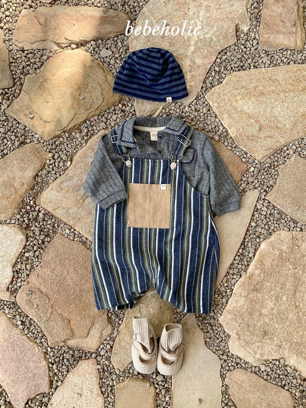 ［bebe holic］More stripe suspender suit