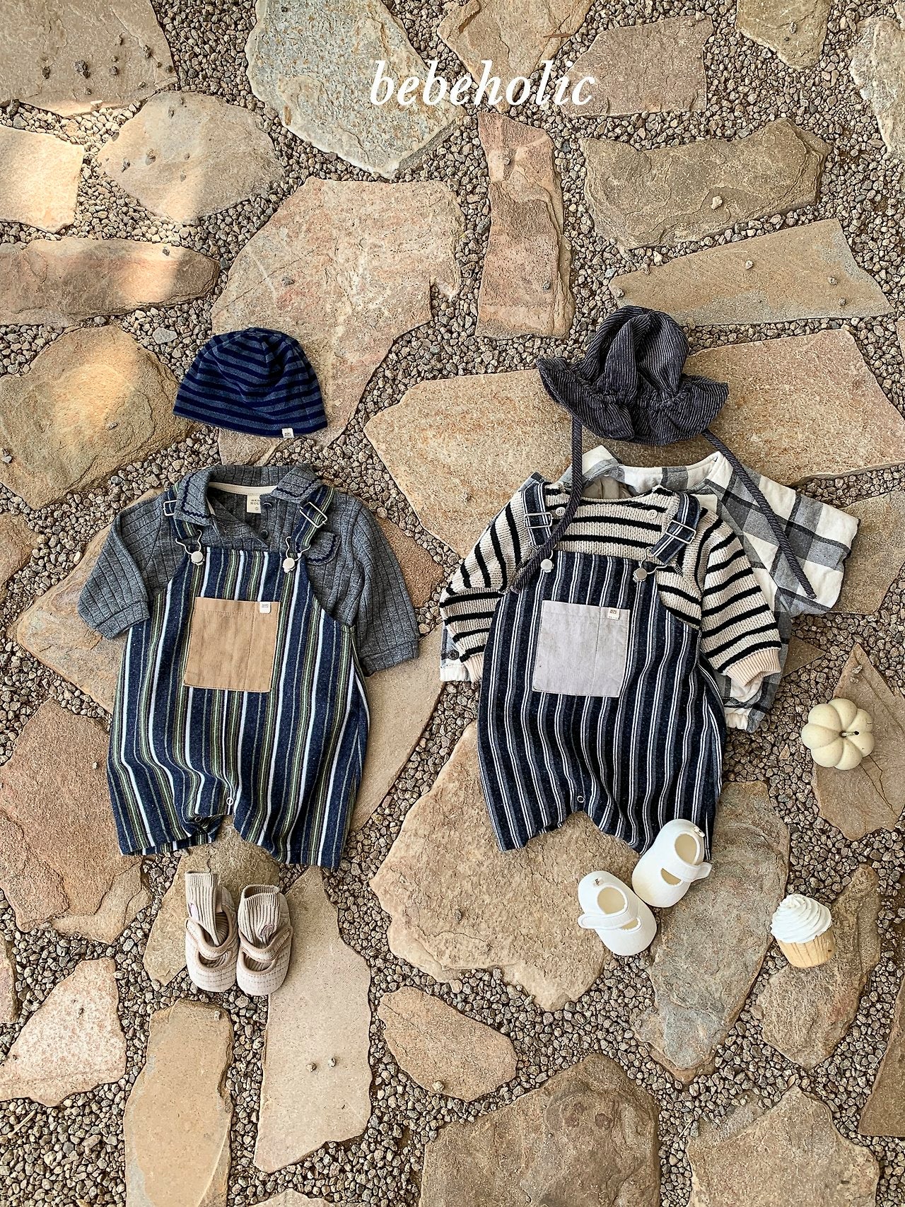 ［bebe holic］More stripe suspender suit