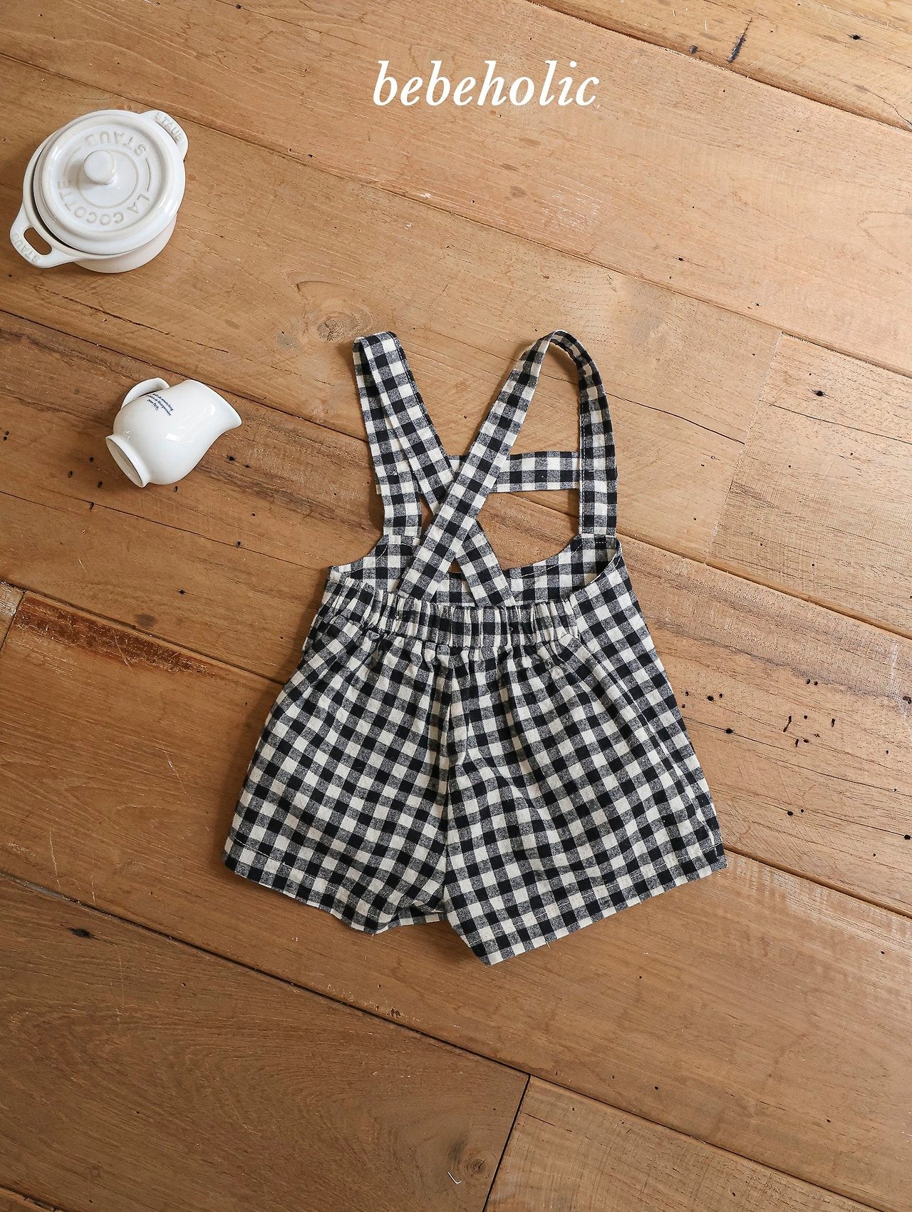 ［bebe holic］Aco check suspender pants