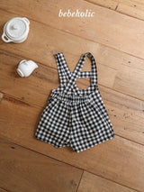 ［bebe holic］Aco check suspender pants